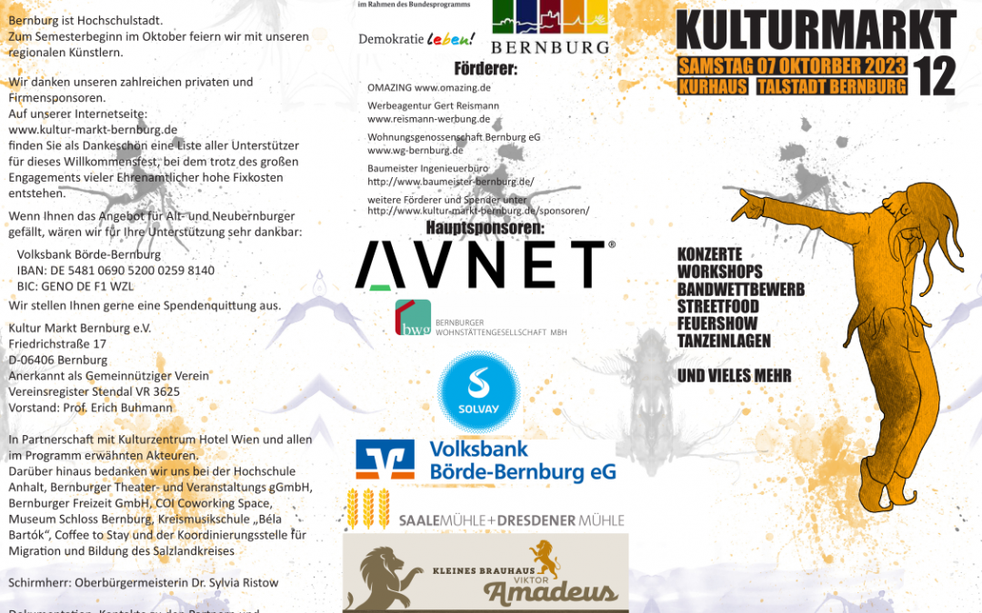 Programm Flyer Kulturmarkt Bernburg